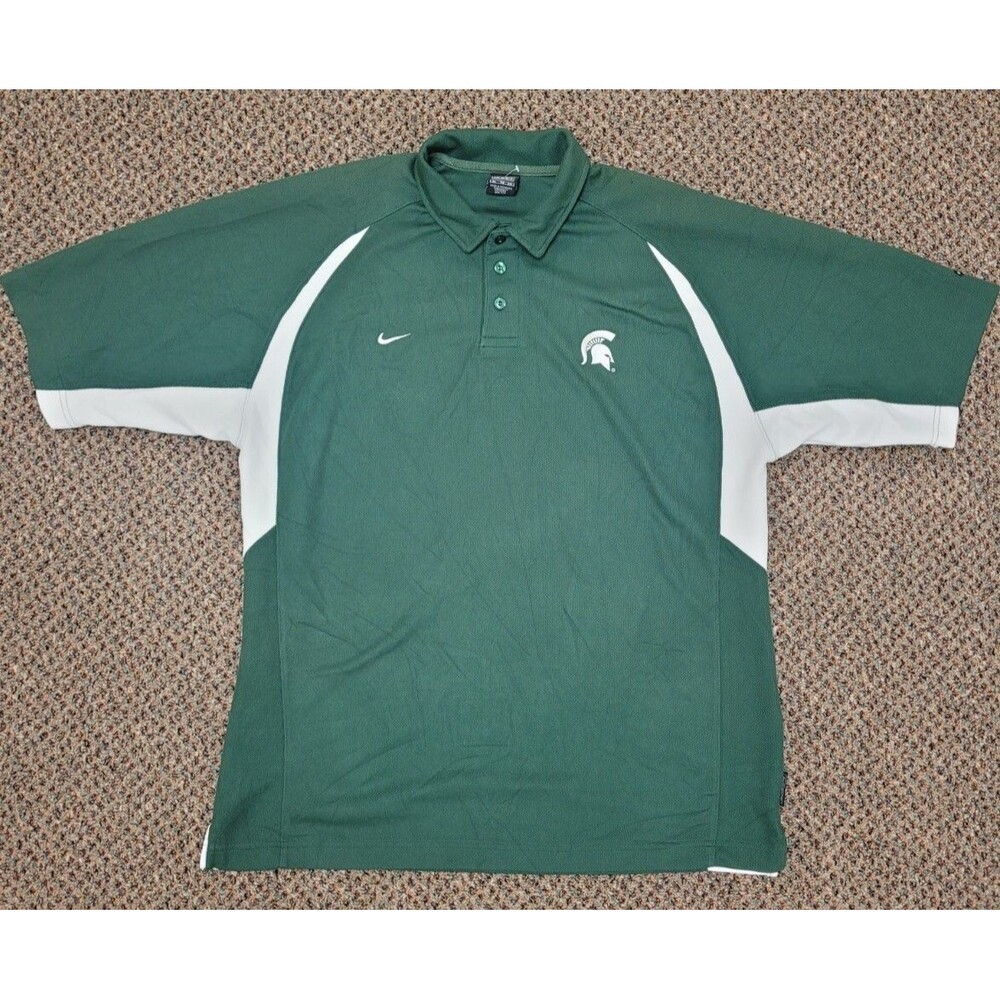 Nike Dri-Fit Michigan State Spartans Polo Shirt Green (Men's X-Large)